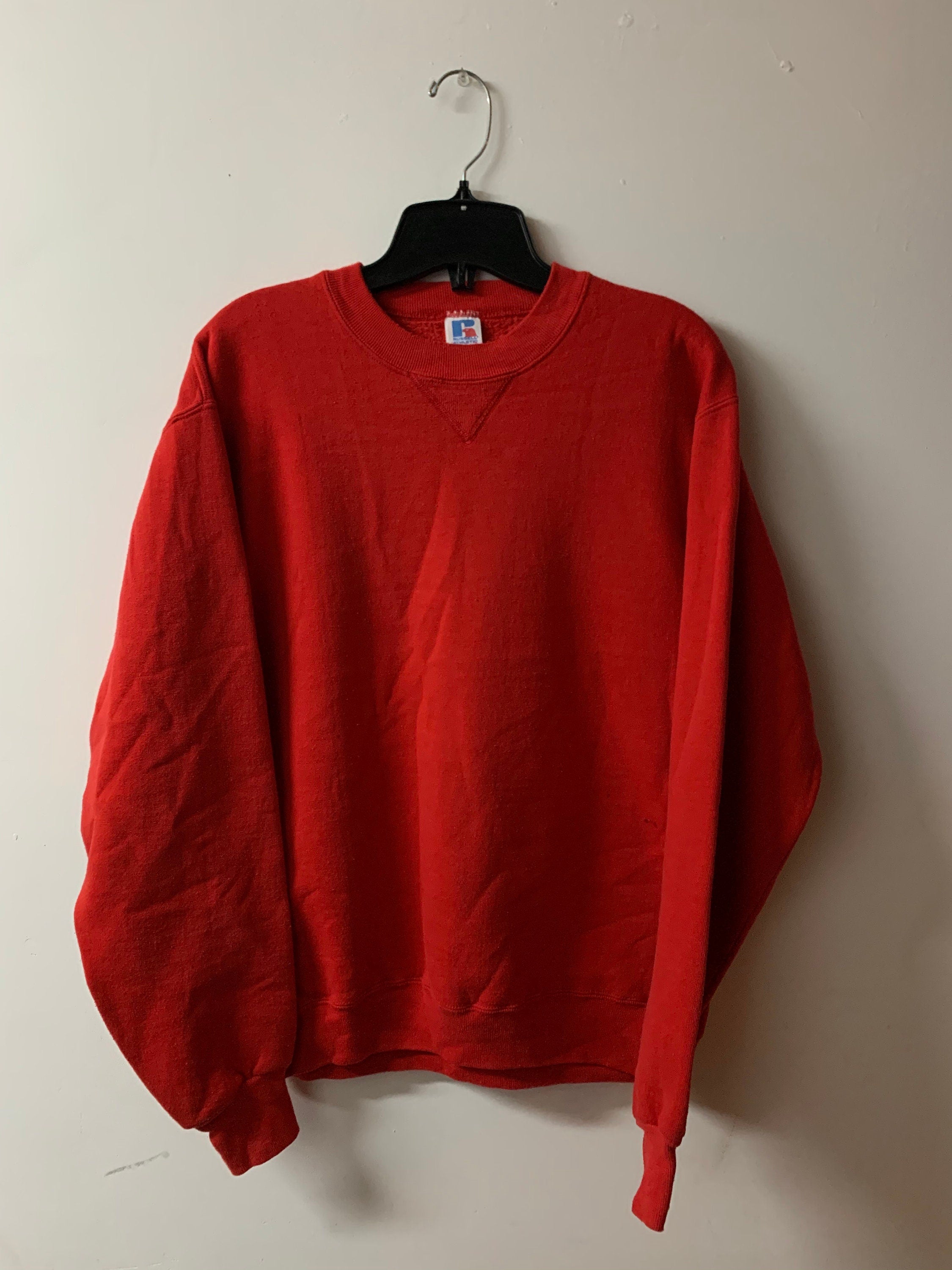 Vintage 1990s Russell Athletics Red Blank Crewneck Sweater