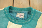 Vintage 1990s Bagazio Leather Knit Crewneck Sweater Men's XL