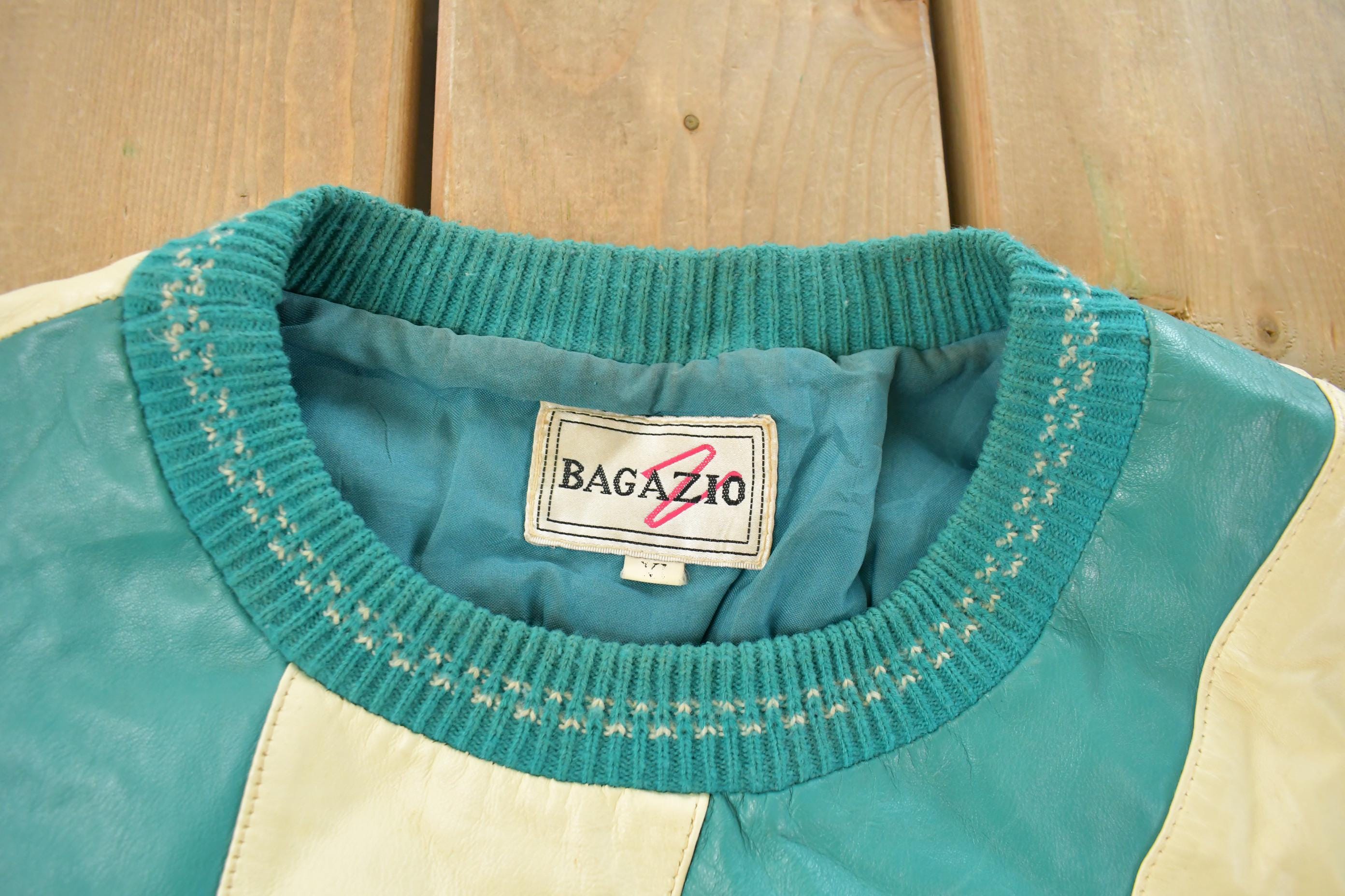 Vintage 1990s Bagazio Leather Knit Crewneck Sweater Men's XL