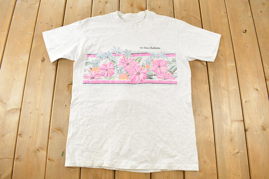 Vintage 1990s Cal State Fullerton Floral Single Stitch T-Shirt Men's Large