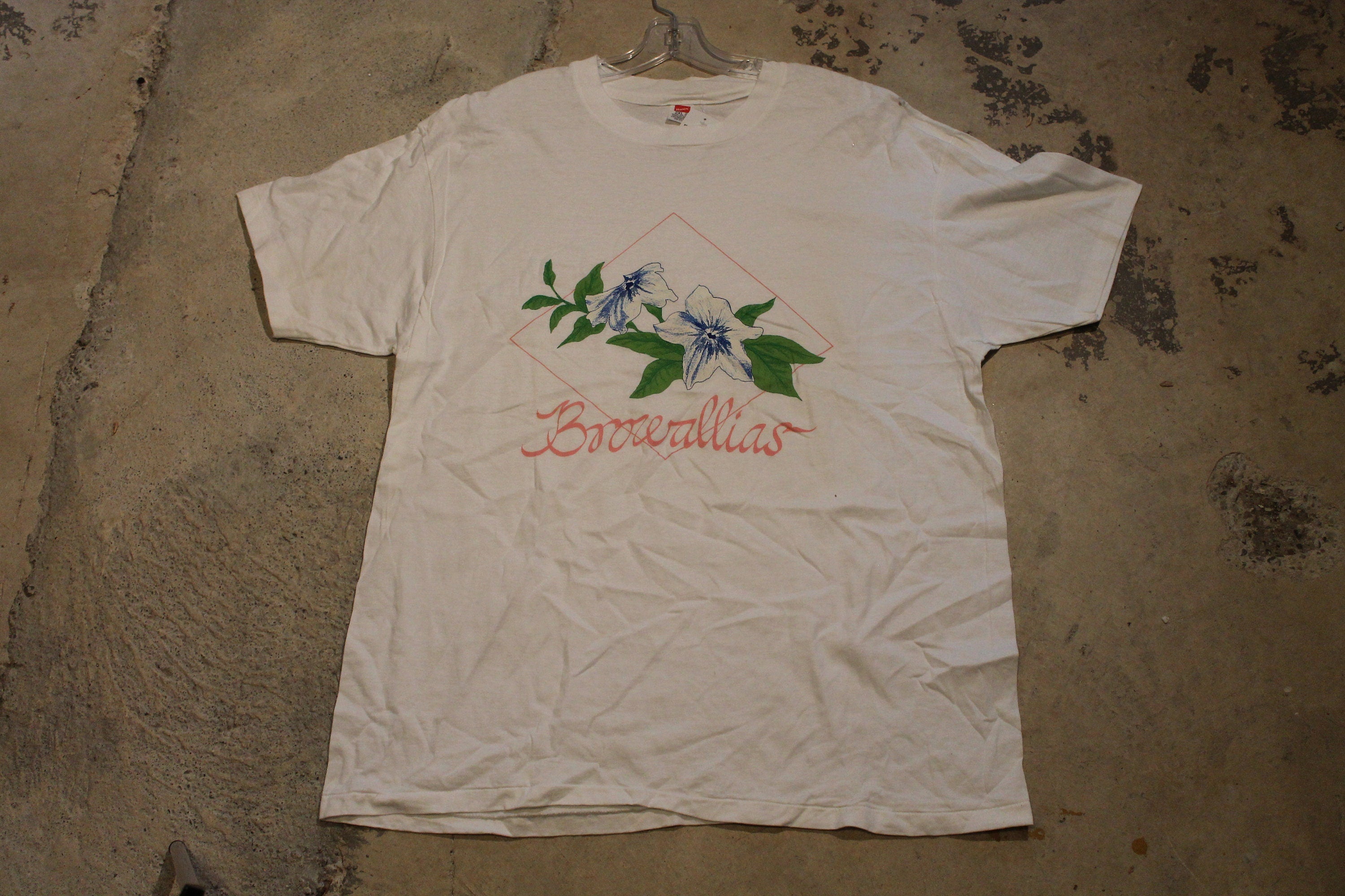 Vintage 1980s Browallia Flower Graphic T Shirt