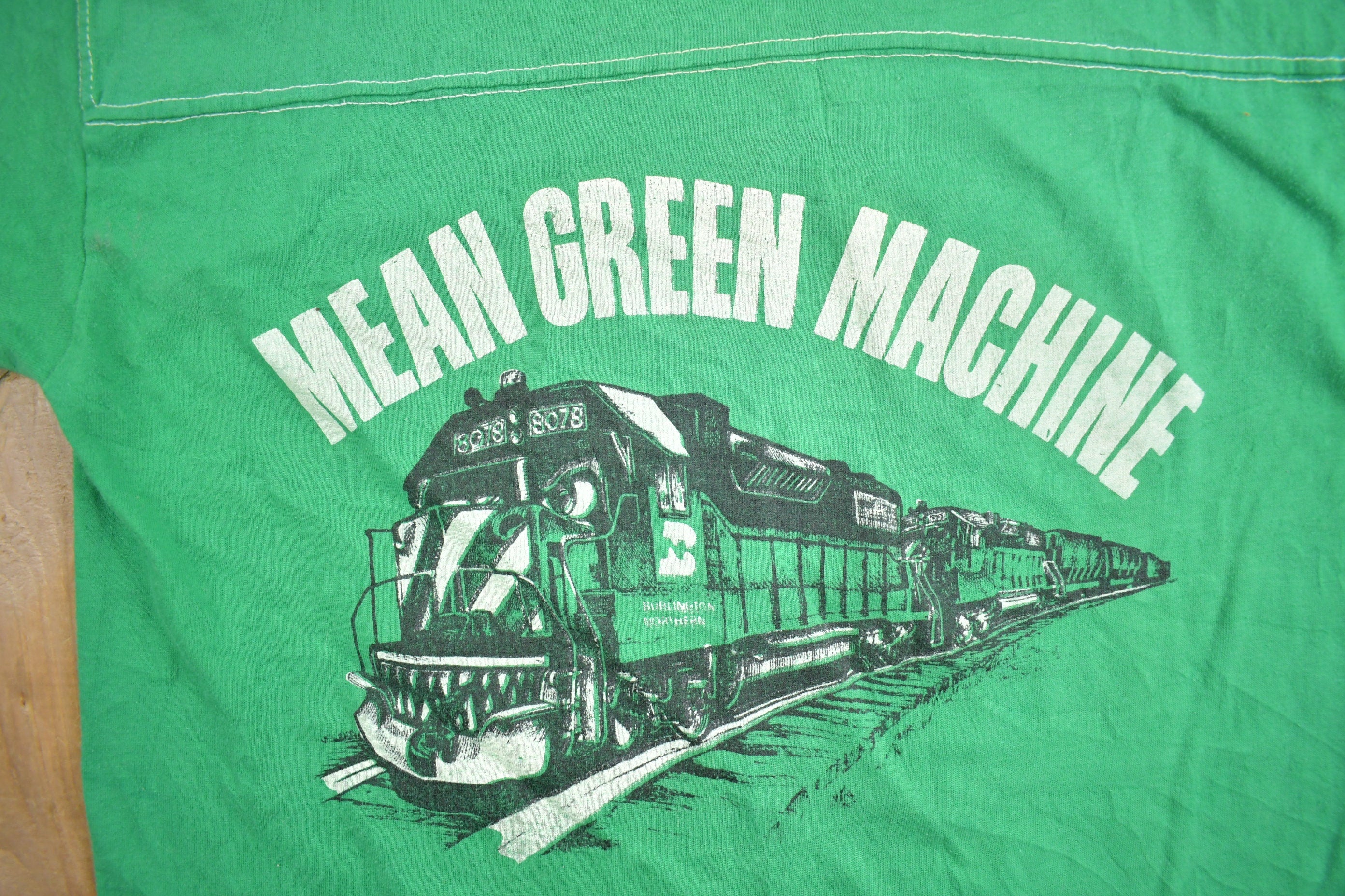 Vintage 1980s Mean Green Machine Train Graphic T Shirt