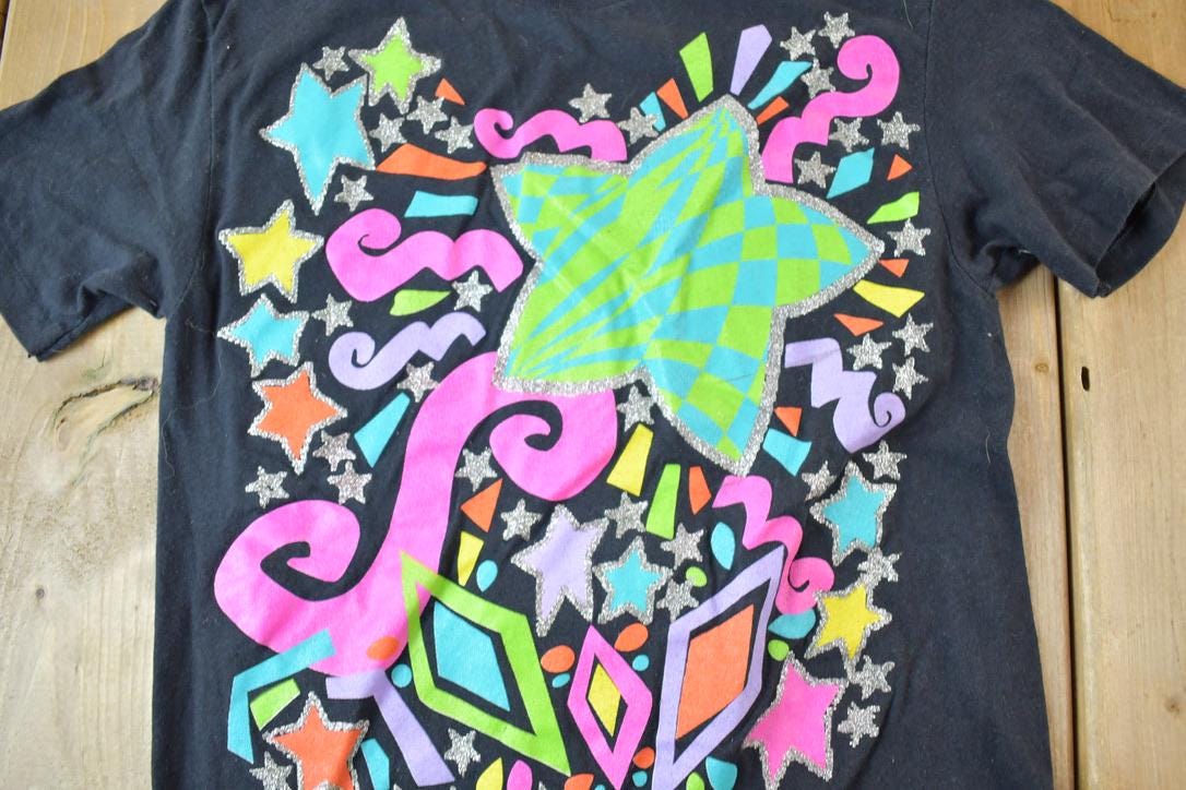 Vintage 1980s Springford Classic Neon Stars Souvenir T-Shirt Men's S