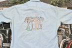 Vintage 1990s Chain Stitched Zebra Theme Button Down T-Shirt