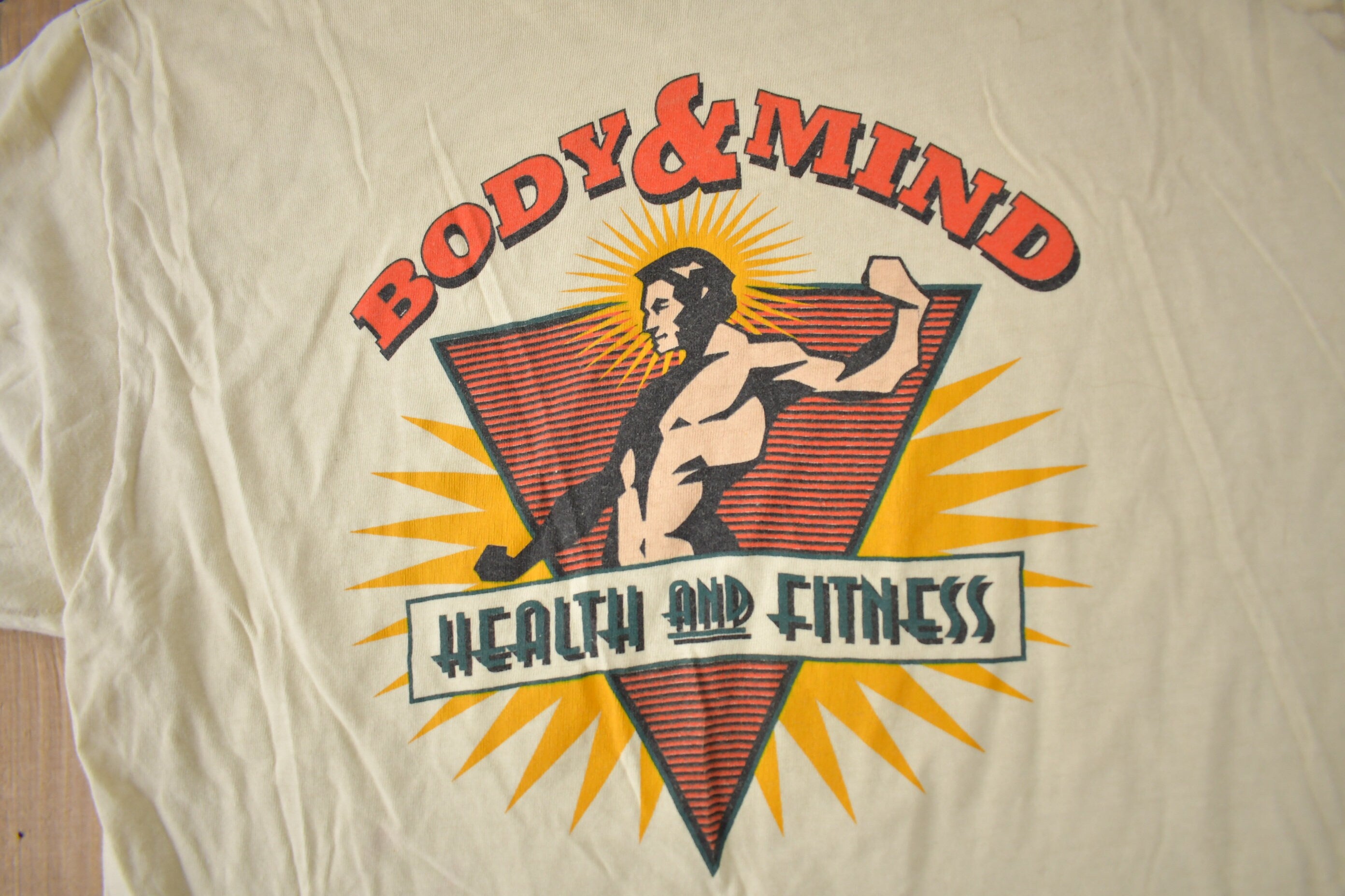 Vintage 1990s Body & Mind Health And Fitness Single Stitch Graphic T Shirt Made In USA