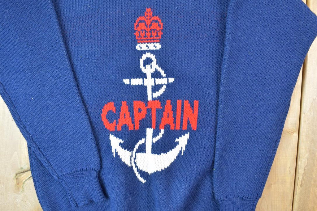 Vintage 1990s Stef Ganderton Captain Hand Knit Crewneck Sweater