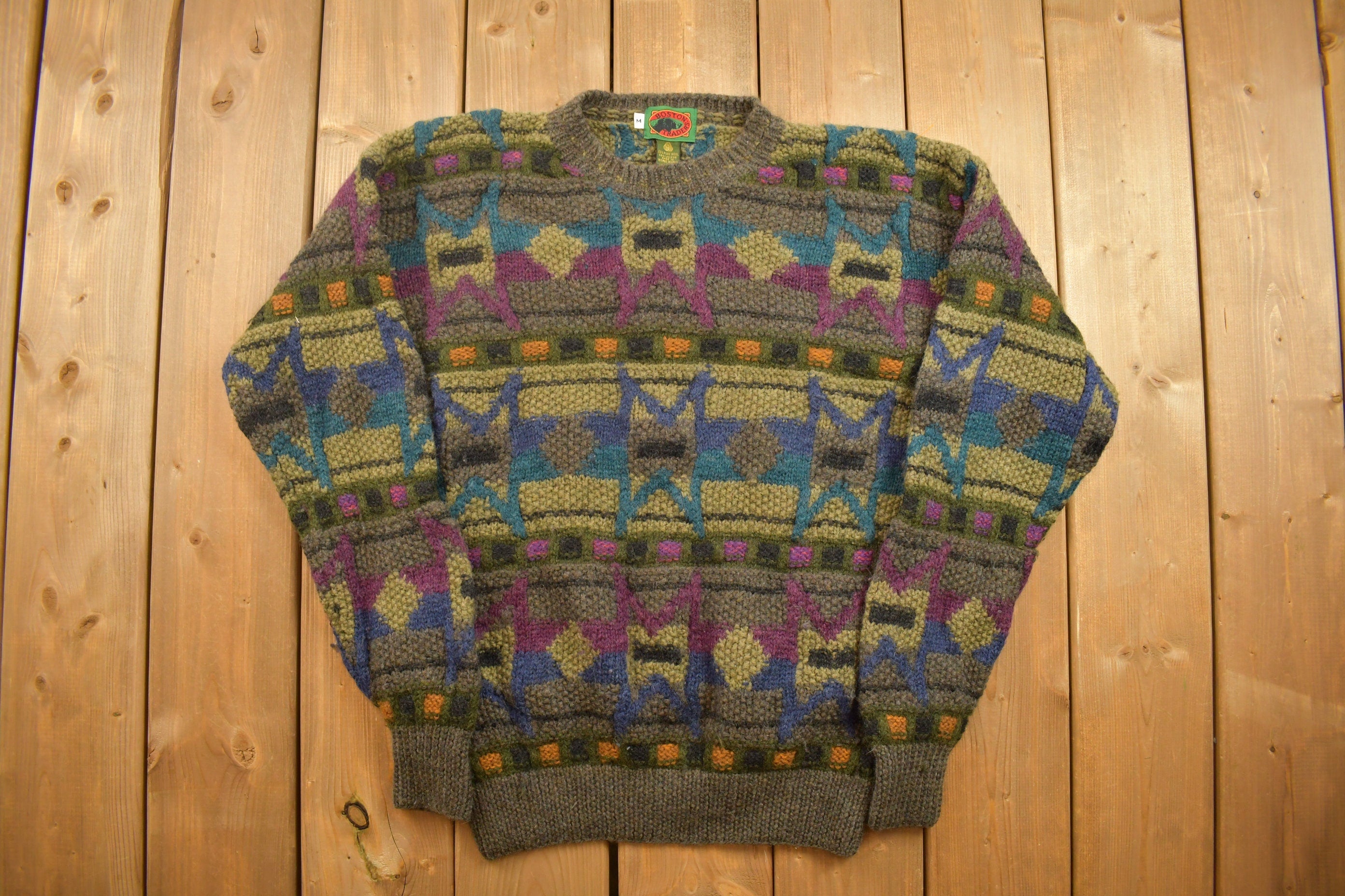 Vintage 1990s Knitted Boston Traders Crewneck Sweater