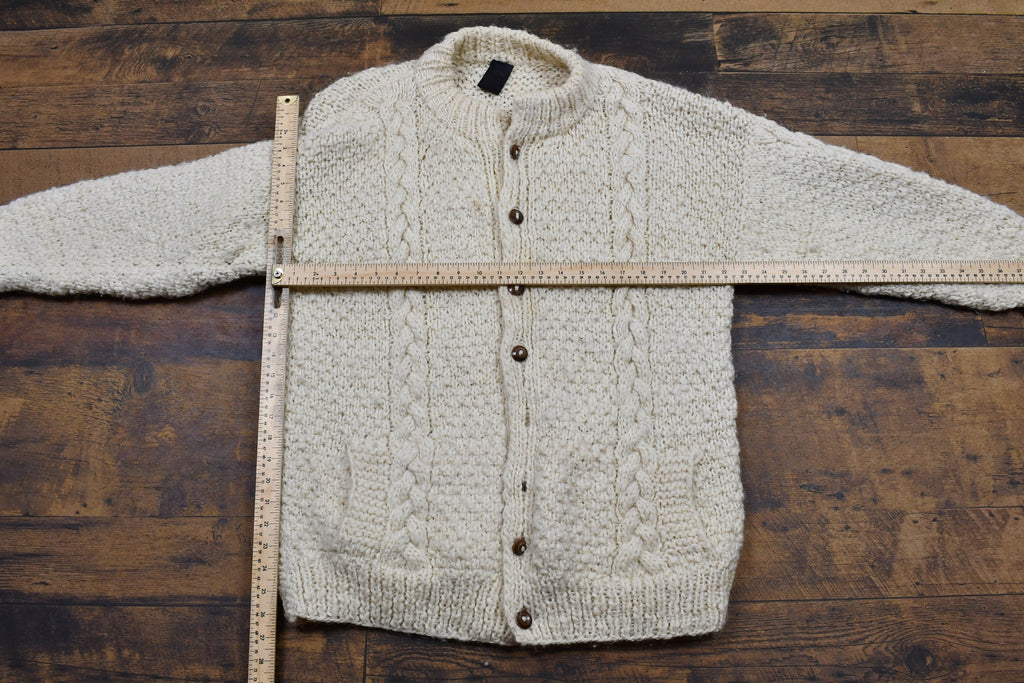 Vintage 1980s Indian Weavings Cable Knit Button Up Sweater