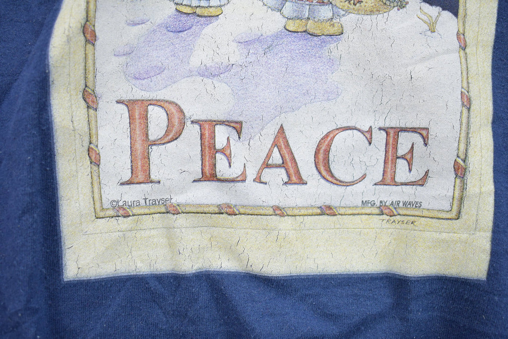 Vintage 1990s Laura Trayser Peace Theme Crewneck Sweater