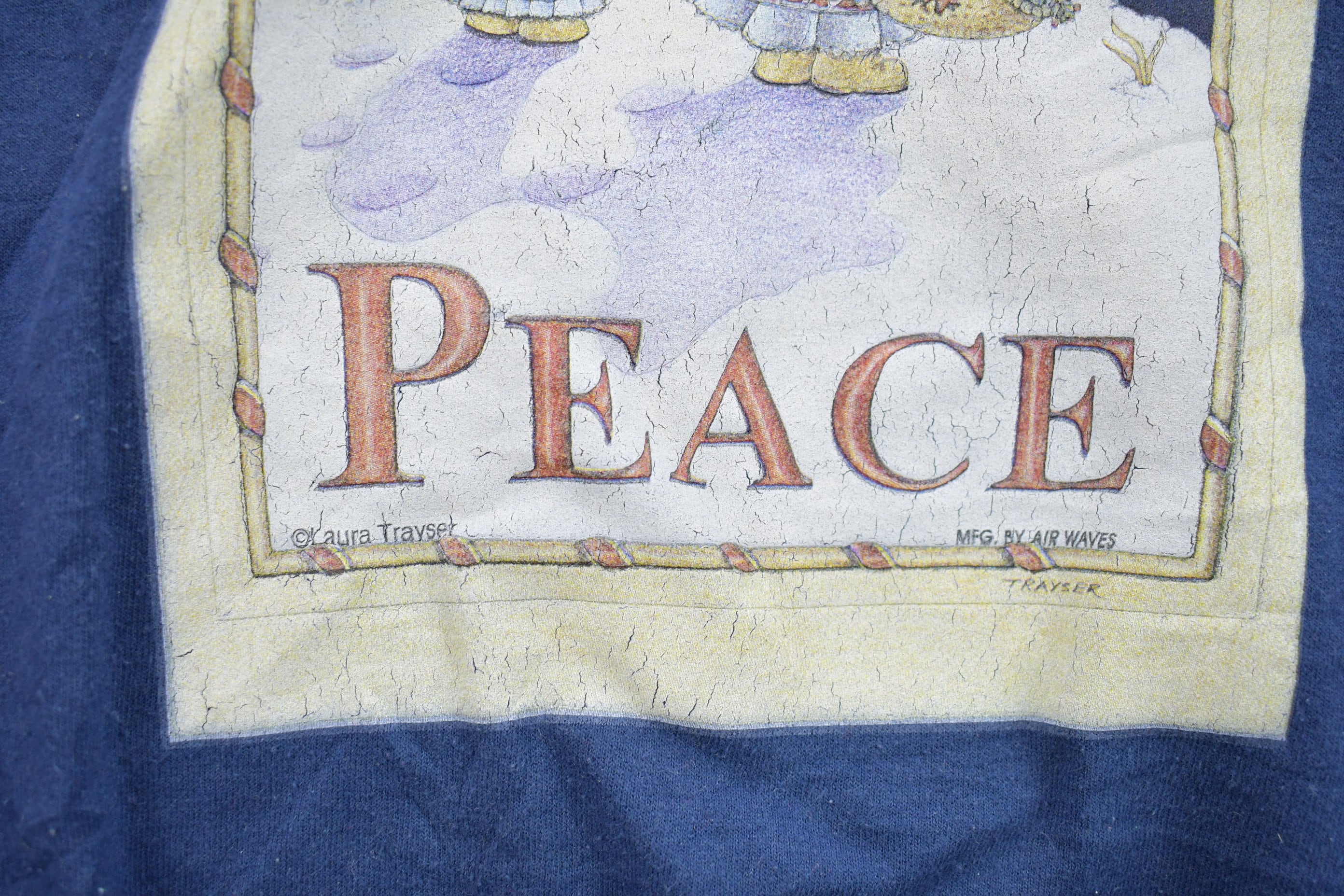Vintage 1990s Laura Trayser Peace Theme Crewneck Sweater