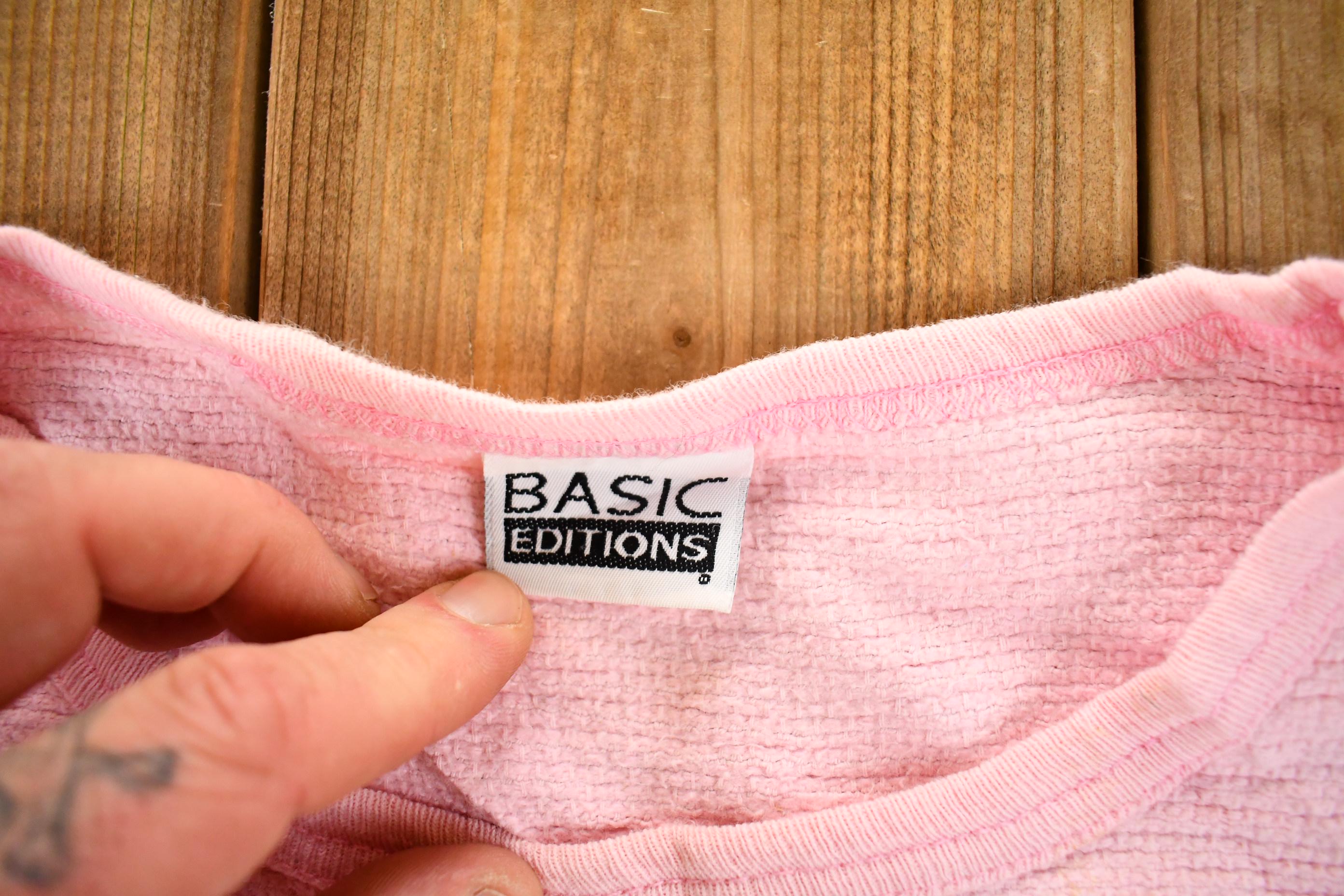 Vintage 1990s Basic Editions Chunky Knit Cute Kitties Screen Printed Crewneck Sweatshirt Women's L /