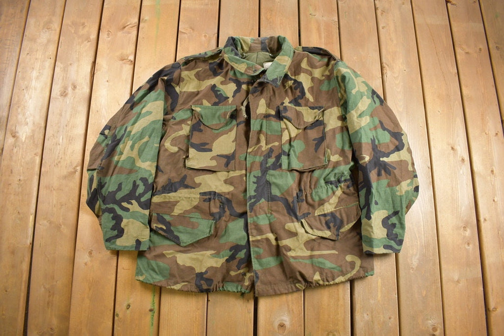 Vintage 1999 Army Woodland Camo Military Field Jacket