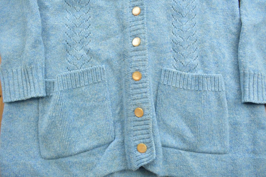 Vintage 1980s Shetland Wool Knit Cardigan Sweater Made In Britain