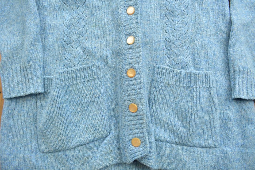 Vintage 1980s Shetland Wool Knit Cardigan Sweater Made In Britain
