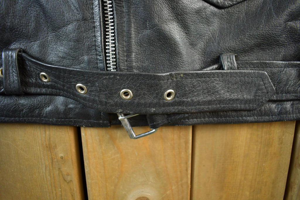Vintage 1990s First Genuine Leather Biker Jacket Adult 52