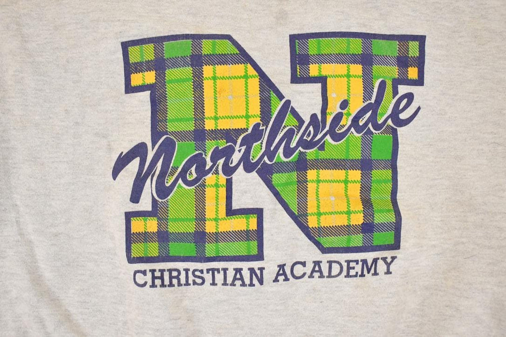 Vintage 1990s Northside Christian Academy Graphic Print Crewneck Sweatshirt Men's L
