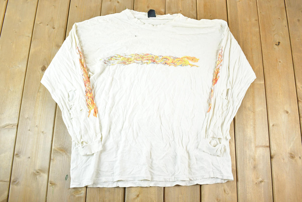 Vintage Y2K Year Of The Dragon Super Thrashed Crewneck Sweatshirt Mens L