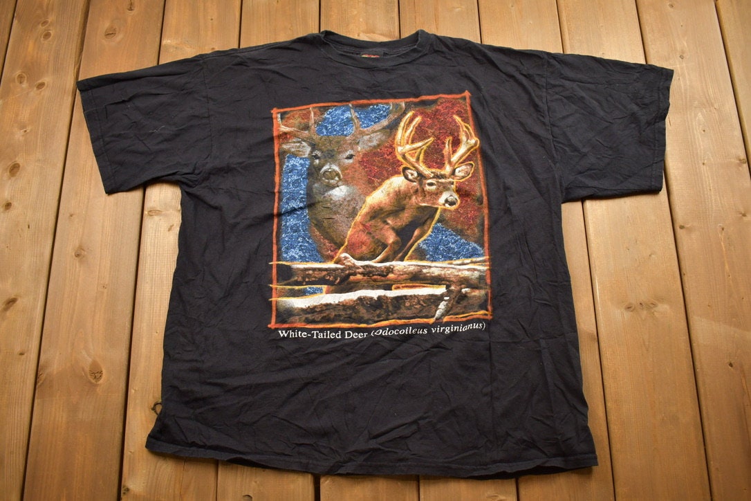 Vintage 1990s Deer Graphic T-Shirt  Made In USA  Single Stitch  Streetwear  Nature T Shirt  Animal  Hunting  Outdoorsman