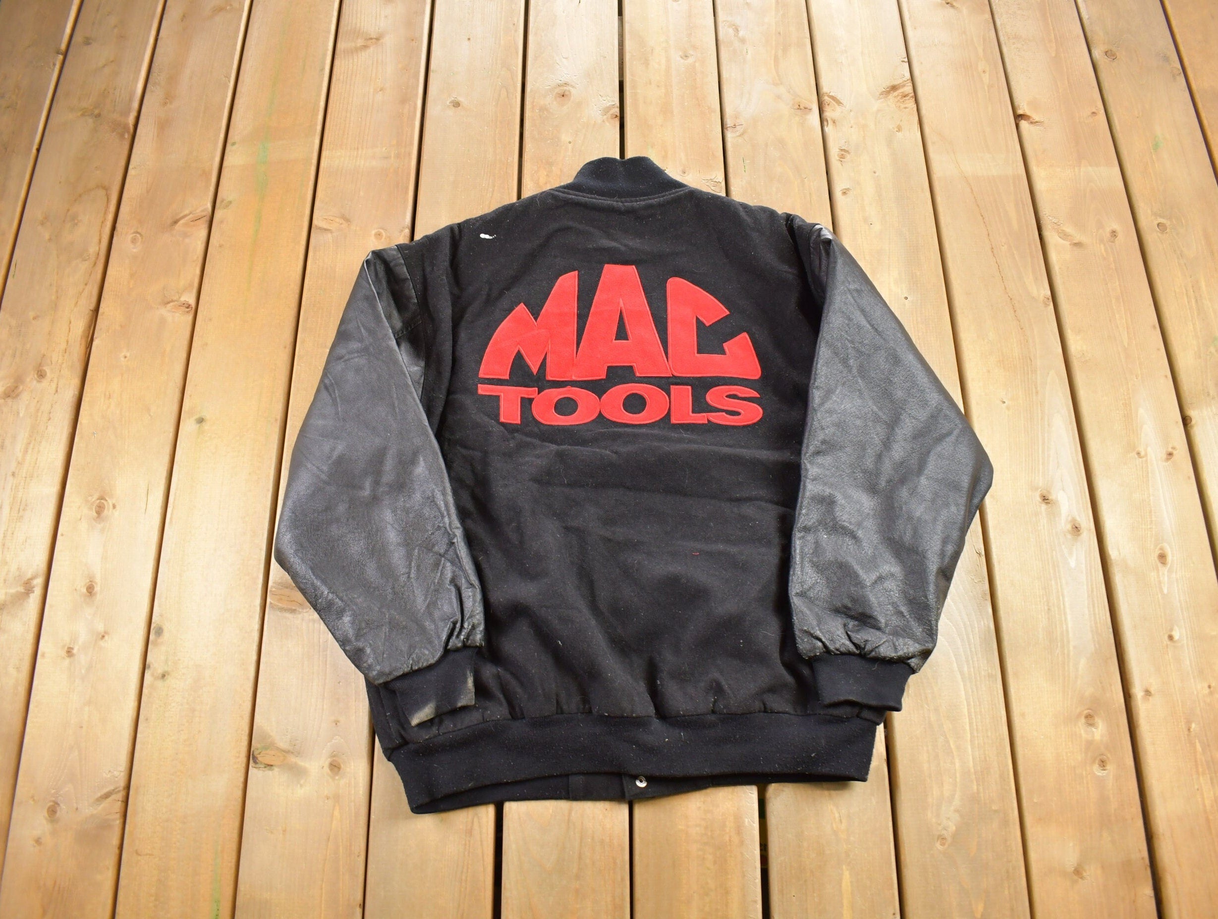 Vintage 1990s Mac Tools Leather Varsity Jacket