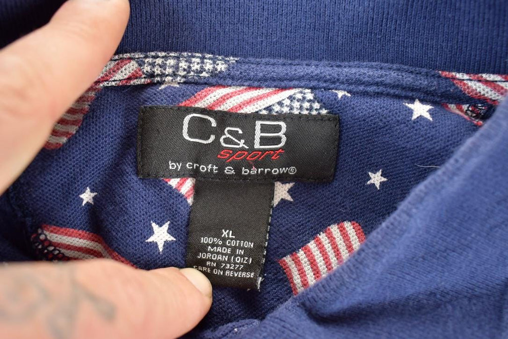 Vintage 1990s Croft And Barrow AMerican Flag AOP Button Up Shirt Men's XL