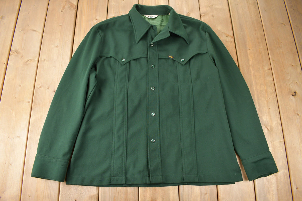 Vintage 1970s Lee Western Style Pearl Snap Button Up Shirt Made in USA Size L