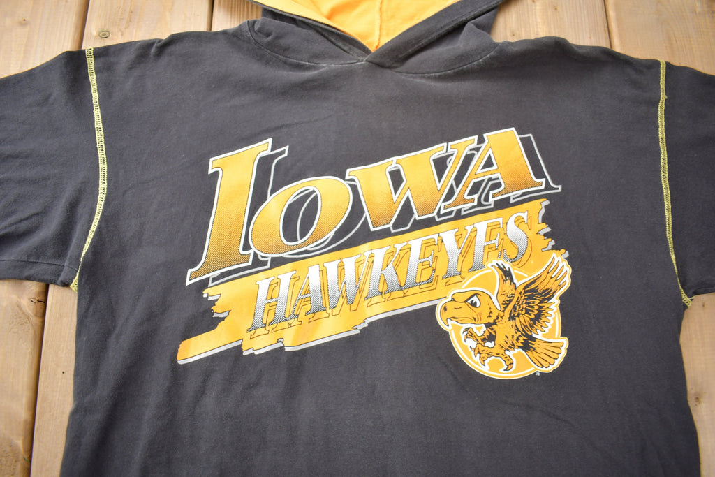 Vintage 1990s Iowa Hawkeyes Collegiate Hooded T-Shirt