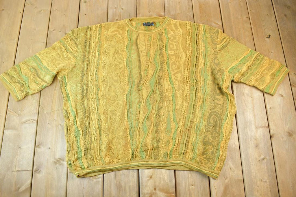 Vintage 1990s Coogi Made In Australia 3D knit 100% Cotton Abstract Pattern Crewneck Sweater