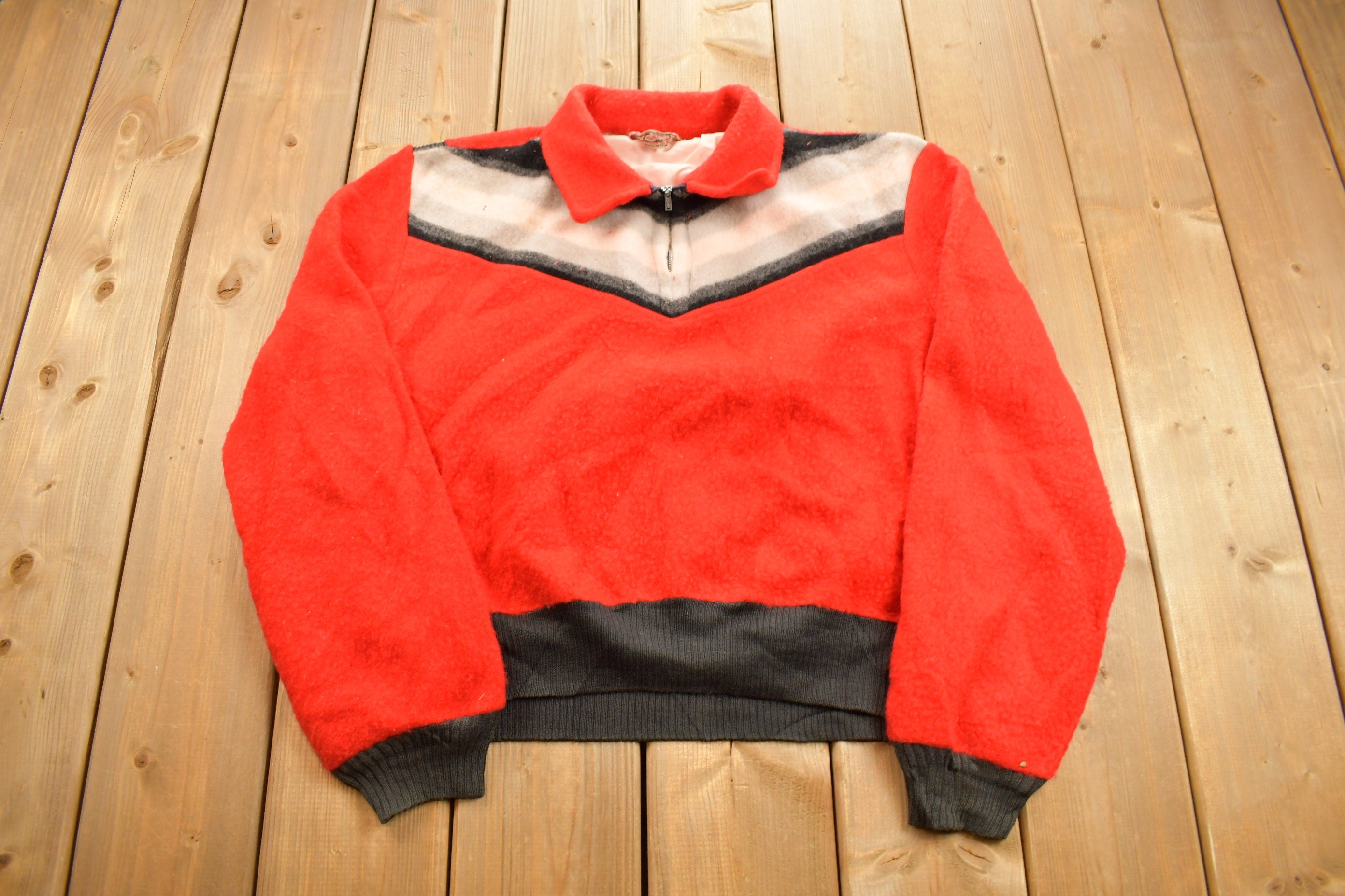 Vintage 1960s Montgomery Ward Quarter Zip Sweater