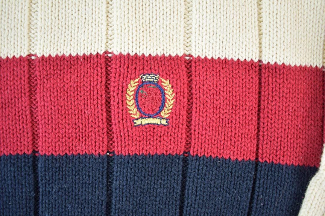 Vintage 1990s Tommy Hilfiger 3D Colored Cable Knit Crewneck Sweater  Vintage 90s Crewneck  Abstract Patterns  Streetwear