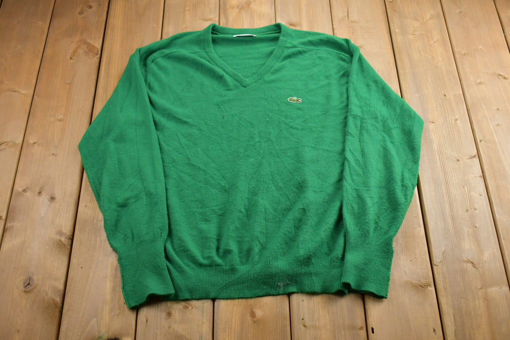 Vintage 1990s Izod Lacoste Knitted Sweater  Vintage 90s V-Neck  Pattern Sweater  Outdoor  Hand Knit  Pullover Sweatshirt