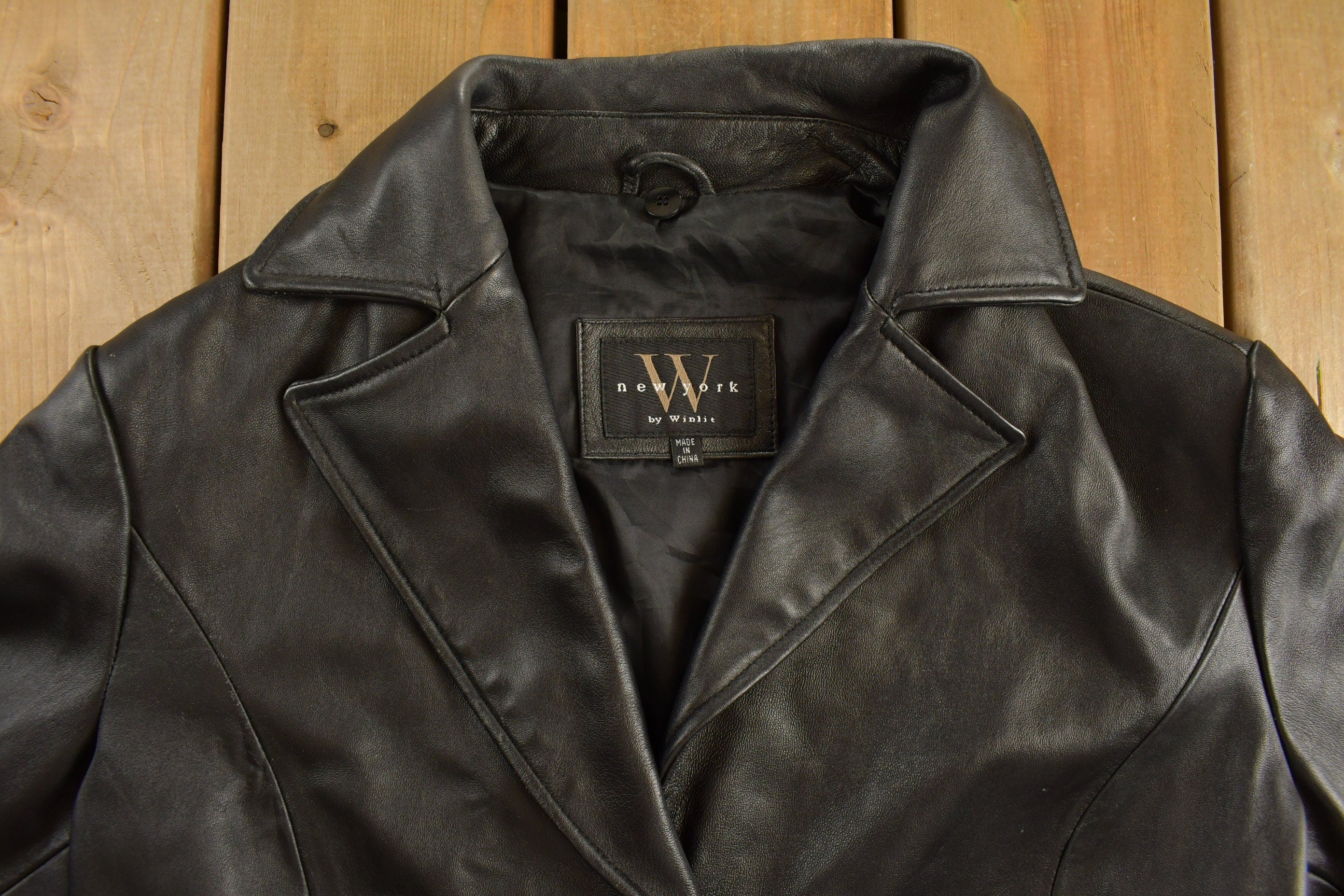 Vintage 1990s Winlit New York Leather Trench Coat