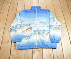 Vintage 1990s Blair Beach Light House Theme All Over Print Fleece Sweater