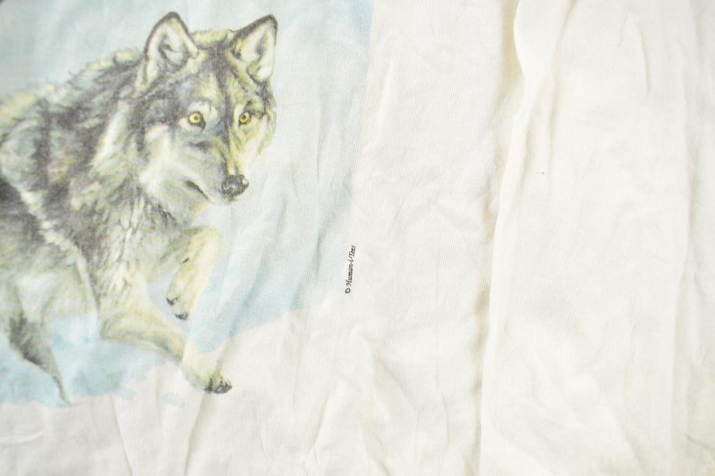 Vintage 1990s Wolf Forest Graphic Long Sleeve T-Shirt Men's XL