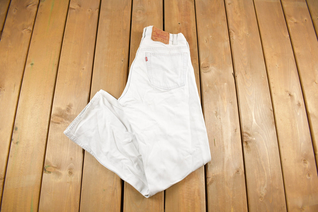 Vintage 1990s Levi's 501 Red Tab White Denim Jeans Size 31 x 28