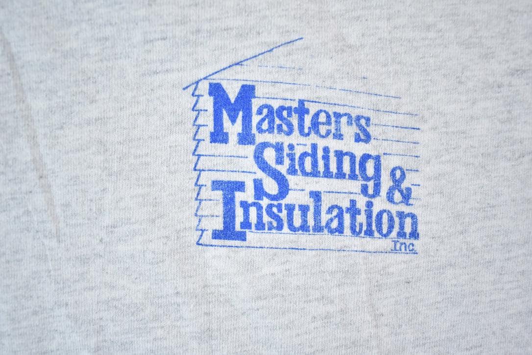 Vintage 1990s Masters Siding And Insulation Souvenir Single Stitch Double Collar Graphic Print T-Shirt Made In