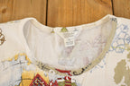 Vintage Y2K Susan Lawrence Floral Blouse Longsleeve Shirt Women's XL / All Over Print / Maps Geography