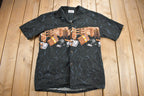 Vintage 1990s Cigar Theme All Over Print Button Up Shirt