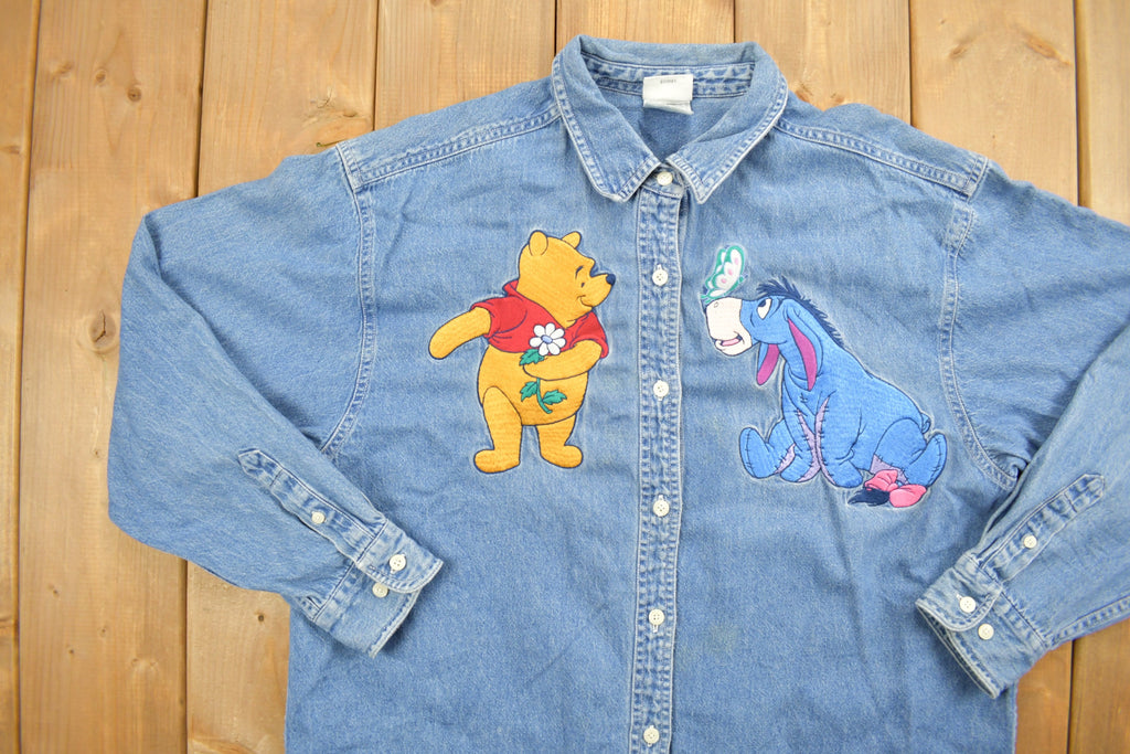 Vintage 1990s Disney Winnie the Pooh Embroidered Denim Jacket  Vintage Denim  Streetwear  Outerwear  Fall Jacket  90s  Piglet