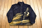Vintage 1990s Great Blue Hero Eagle Theme Graphic Fleece Sweater