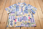 Vintage 1990s Alia Crazy Pattern Button Up T Shirt