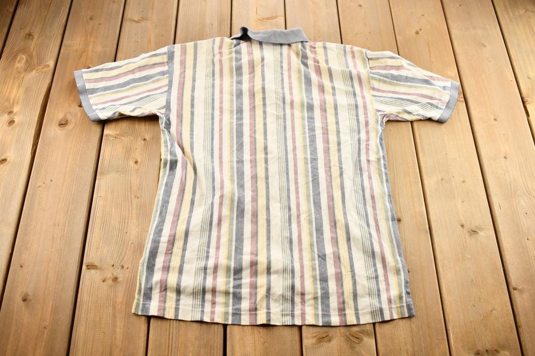 Vintage 2000s Striped Izod Embroidered Emblem Polo Shirt