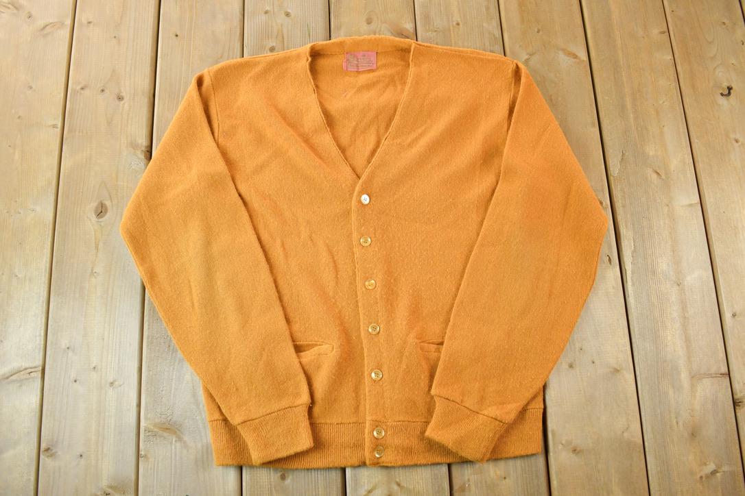 Vintage 1970s Sears Knit Perfect Mild Distress Cardigan Sweater Made In USA