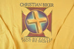 Vintage 1990s Christian Biker Ride By Faith Crewneck Sweatshirt