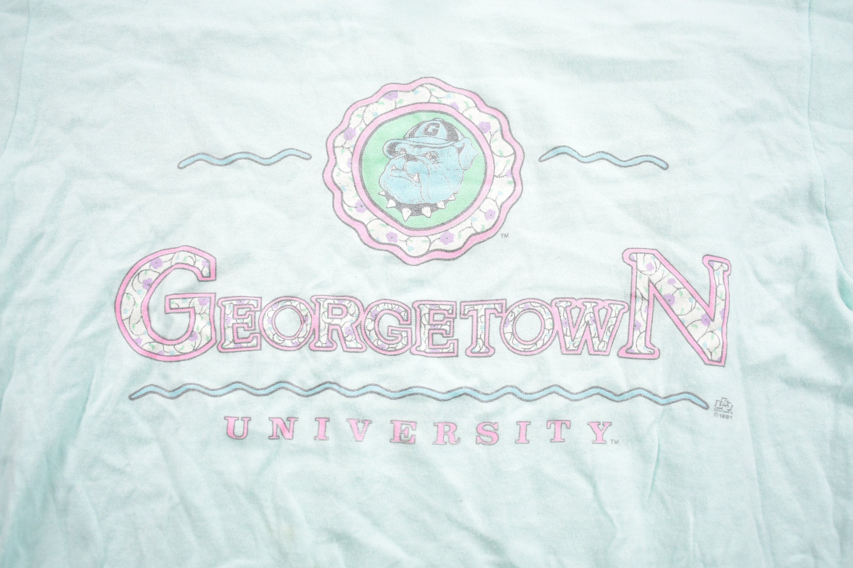 Vintage 1991 Jerzees Georgetown University Pastel Collegiate T-Shirt