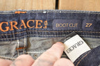 Vintage Deadstock Y2K Grace In LA Bedazzled Bootcut Low Rise Skinny Jeans Women's Size 27 x 32