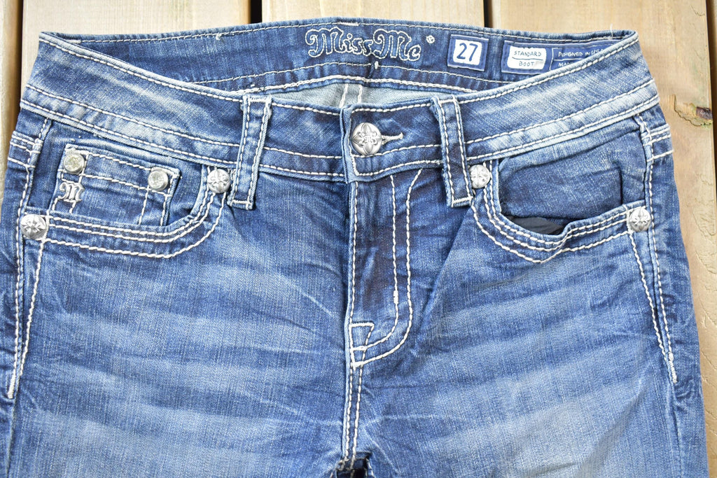 Vintage Y2K Miss Me Bedazzled Low Rise Jeans Size 27x30
