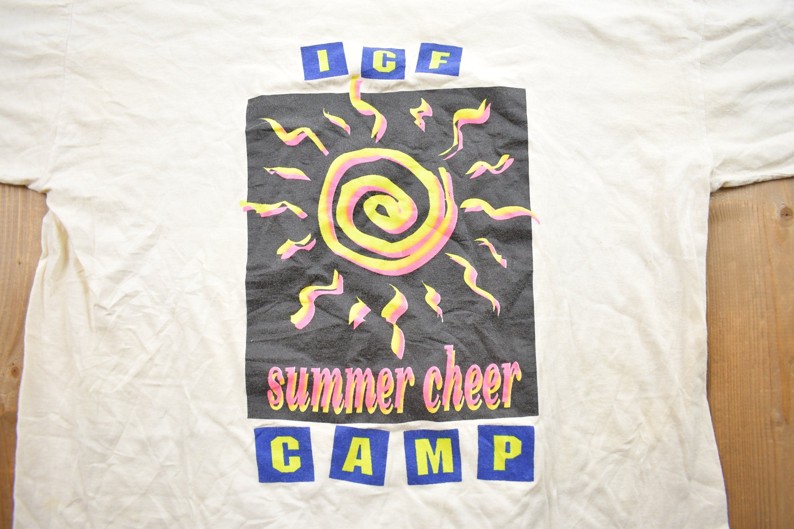 Vintage 1990s ICF Summer Cheer Camp Graphic T-Shirt