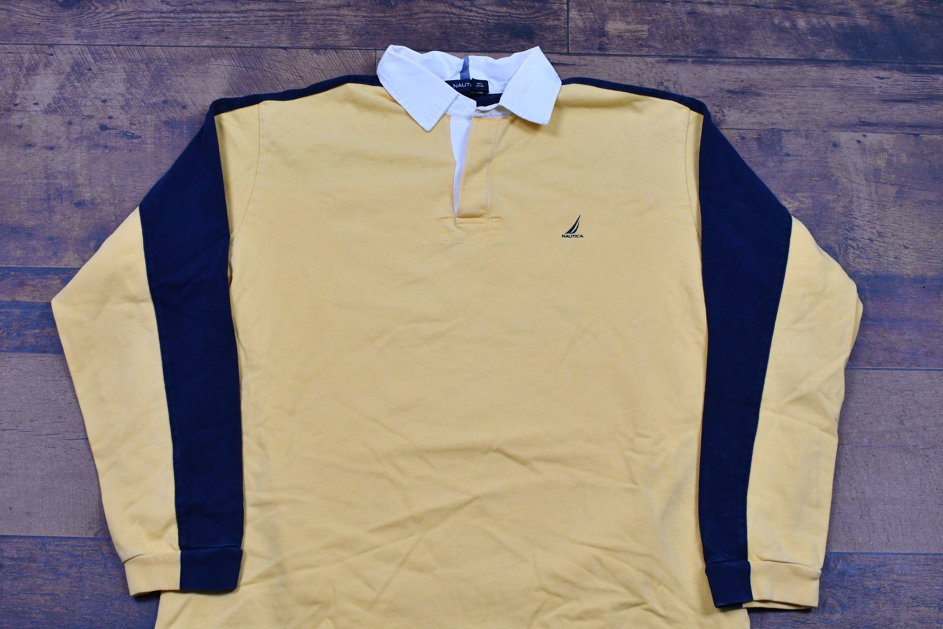 Vintage 1990s Nautica Sailing 83 Long Sleeve Rugby Shirt