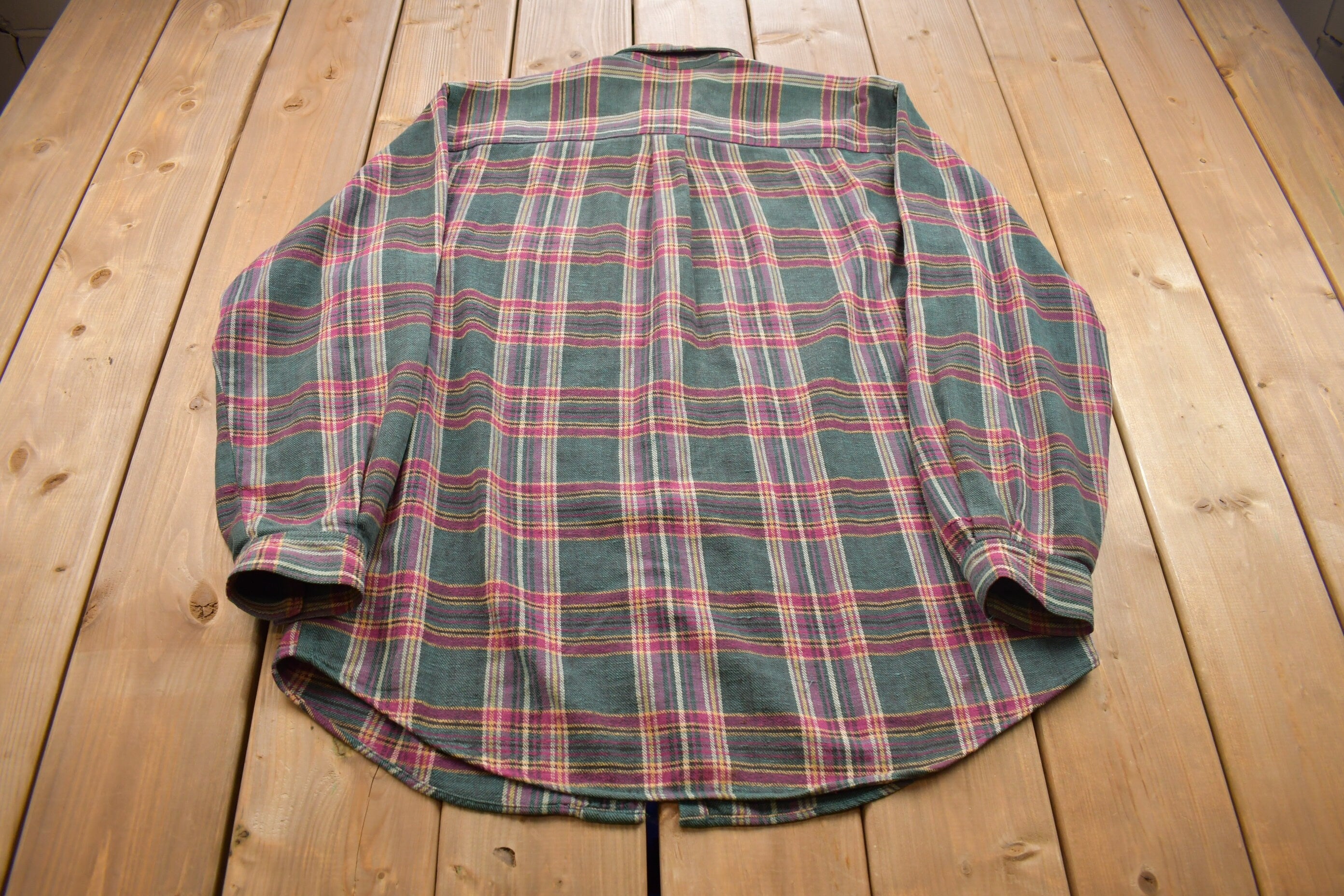 Vintage 1990s Bangor Staff 95' Plaid Button Up Shirt