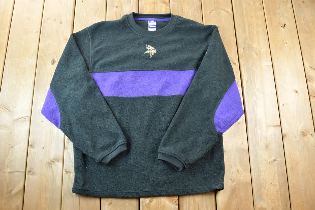 Vintage 1990s Minnesota Vikings Fleece NFL Sweater / Outdoorsman / 90s Sweater / Streetwear / Hiking / Fleece Zip up